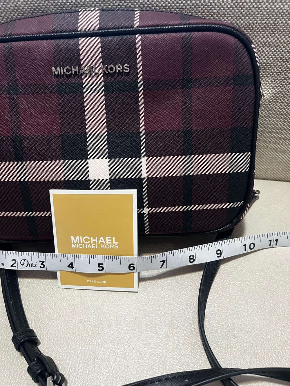 Michael Kors Jet Set Maroon Plaid Crossbody Bag - Picture 7 of 7